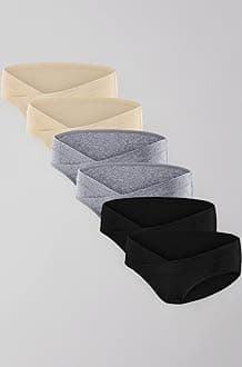 Angelhood 6 Pack Womens Cotton Maternity Underwear,Healthy Maternity Pregnancy Panties Postpartum Mother Under Bump Underwear