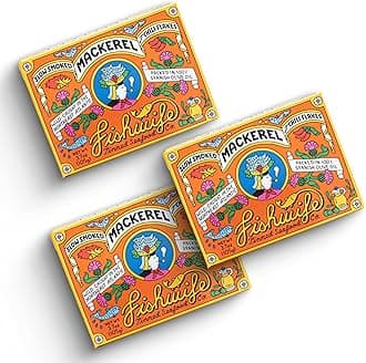 Fishwife Slow Smoked Mackerel 3-Pack (3.7 Ounce),Wild-Caught & Hand-Packed with Crushed Chilis and Garlic,Gluten Free & High Protein