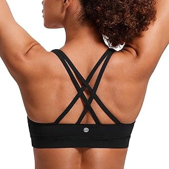 CRZ YOGA Women's Strappy Sports Bras Fitness Workout Padded Yoga Top Criss Cross Back Cami