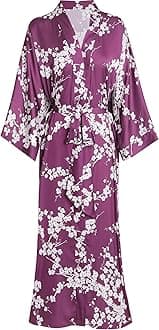 Long Soft Lightweight Silky Kimonos Robes for Women, Luxury Japanese Floral Womens Kimono Robe