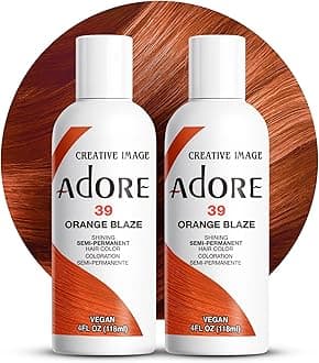 Adore Semi Permanent Hair Color (039 Orange Blaze) (2 Pack) | Vegan & Cruelty-Free Orange Hair Dye | No Ammonia, No Peroxide, No Alcohol | 4 Fl Oz