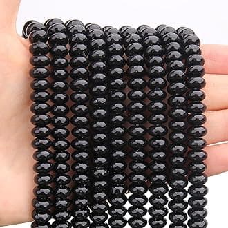 BONNY BOXX 1 Strand Natural 5 * 8mm Black Obsidian Rondelle Beads, Natural Abacus Disk Stone Beads Loose Spacer Gemstone for DIY Bracelet Necklace Jewelry Making