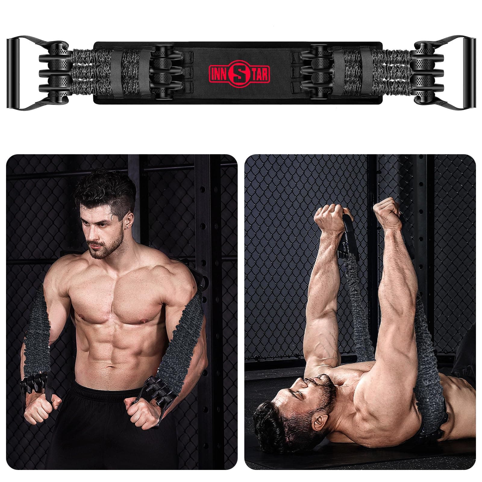 INNSTAR Adjustable Bench Press Device,Push up Resistance Bands for Home Gym Exercise,Fitness Workout,Travel Training
