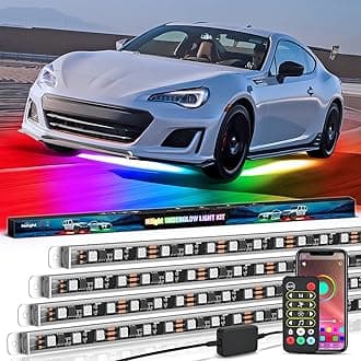 Nilight 4Pcs Aluminum Underglow Neon Accent Strip Lights 396 LEDs Dream Color Door Assist Multi Mode Sound Active Function Music Modes with APP Remote Control Underbody Light Strips for Car Truck RV