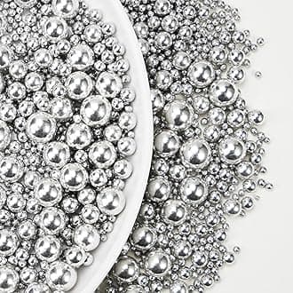 Silver Pearl Sugar Sprinkles for Cake Decorating, 150g/5.29oz Mix Size, Edible Candy Pearls, Cake Decorations, Cupcakes & Cake Toppers, Holiday, Wedding Party, Easter, Christmas Supplies