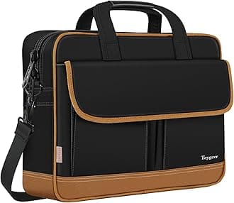 Taygeer Laptop Briefcase, 15.6 Inch Laptop Bag for Men Women, Water Resistant Crossbody Messenger Shoulder Bag for Business, Professional Premium Office Briefcase for Notebook/Computer, Black Brown