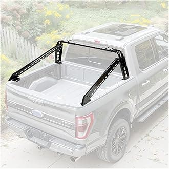 KUAFU Adjustable Roll Bar Chase Rack Compatible with Full Size Trucks04-24 F150 F-150|07-18 Silverado Sierra 1500|07-24 Tundra|04-24 Titan|19-24 Ram 1500 Sports Bar Cargo Rack Black Steel