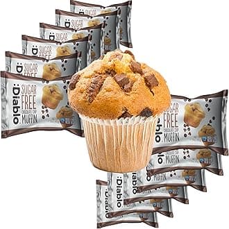 Diablo Sugar Free Chocolate Chip Muffin Cupcake - Sweetened with Maltitol, Halal & Kosher Approved, Sugar Free Snacks - Perfect for Gifting, Birthdays, Special Occasions - 45g Each, Pack of 12