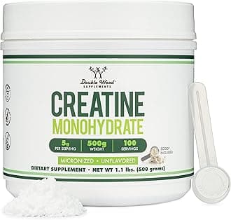 Creatine Monohydrate Powder 1.1lbs (100 Servings of 5 Grams Each) - No Fillers, Vegan Safe, Non-GMO, Gluten Free by Double Wood