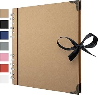 Scrapbook Photo Albums 60 Pages (21 x 21 cm) Brown Thick Kraft Paper Scrap Book Ideal for Your Scrapbooking Albums Art & Craft Projects