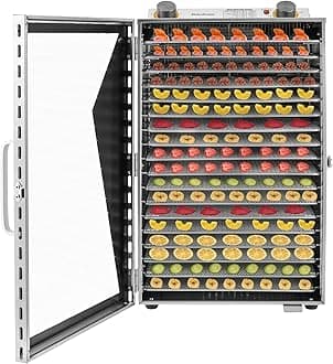 110V 660W Commercial Food Dehydrator 18 Trays Stainless Steel Dehydrator for Food Jerky Veggies Fruits Electric Food Dryer Machine Silver,Temperature and Time Adjustable (18 Trays)