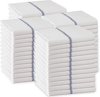 LANE LINENKitchen Towels Bulk Set - 100% Pure Cotton Dish Towels for Kitchen, Super Absorbent Kitchen Hand Towel, Blue Tea Towels, Soft & Durable Dish Cloths, Pack of 48 – 15”x25”, Blue Stripe