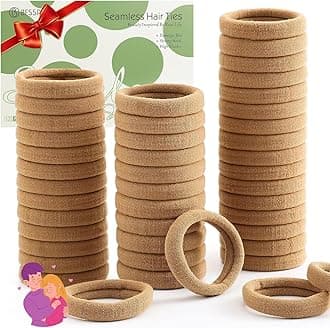 Bessrung 100 Pcs Thick Seamless Brown Hair Ties, Ponytail Holders Hair Accessories No Damage for Thick Hair