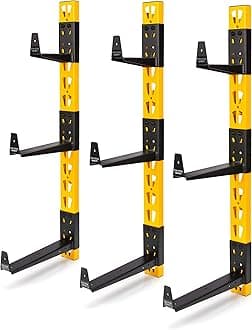 DEWALT 3-Piece Wall Mount Cantilever Wood and Lumber Storage Rack for Workshop Shelving, Multi-Depth Storage, Supports a Total of 273 lbs.