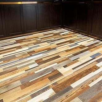 FLOREXP Vinyl Flooring Wood Effect Linoleum Flooring Peel and Stick Floor Tiles Self Adhesive 2.0 mm 7 Pieces Waterproof for Kitchen Living Room (Multicolour, 1 m²)