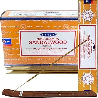 Sandalwood Incense Sticks - Total 180 Insence-Sticks and Incense Stick Holder Bundle Insence Insense Satya