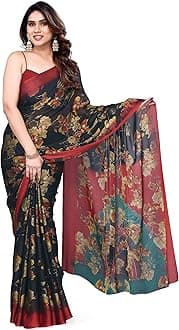 Women's Stylish Ethnic Chiffon Leheriya Printed Saree with Blouse Piece