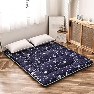 Navy Star Futon Mattress Japanese Floor Mattress Tatami Floor Mat Foldable Bed Portable Camping Mattress Kids Sleeping Pad Floor Lounger Couch Bed, Full