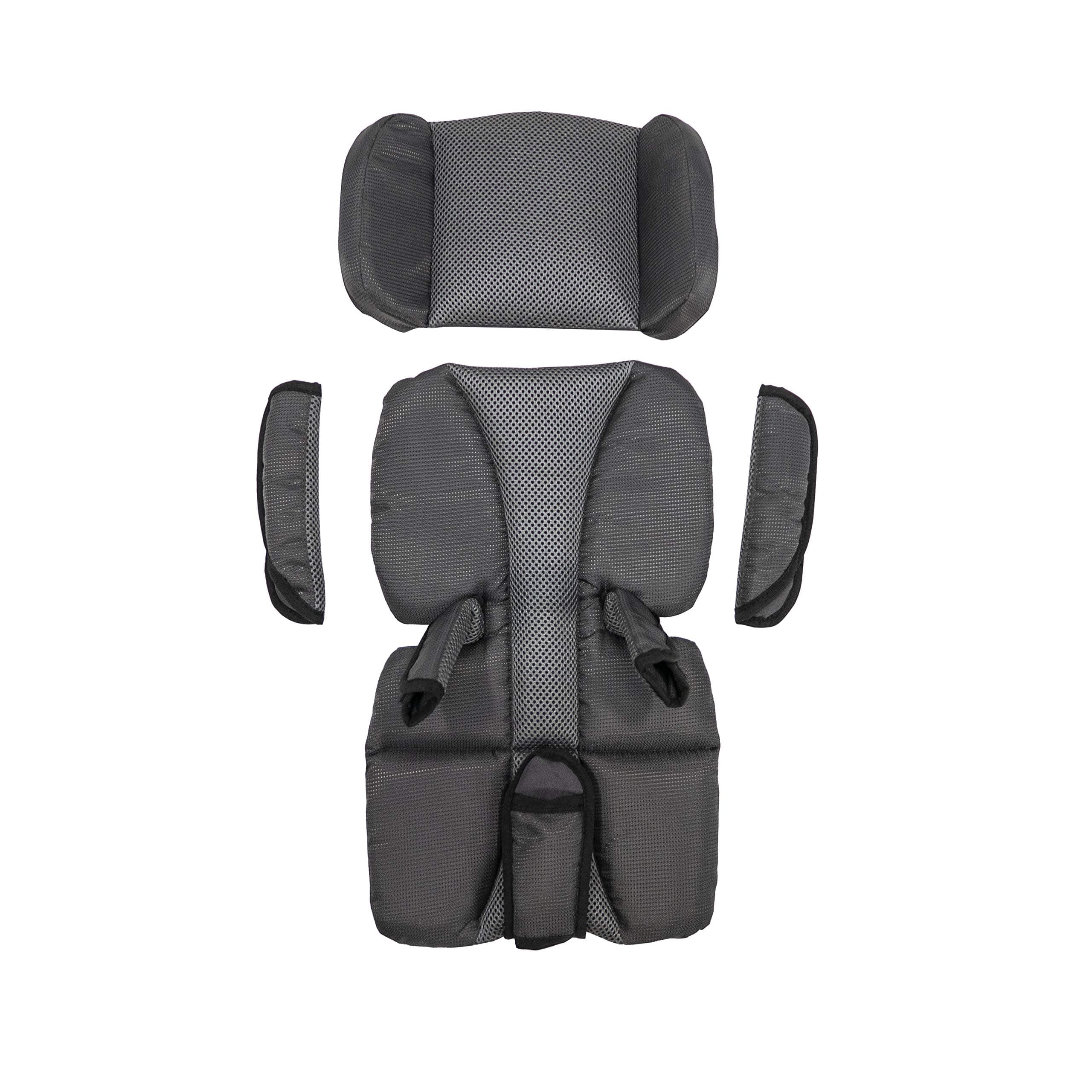 Child seat pad for bicycle trailers and pushchairs.
