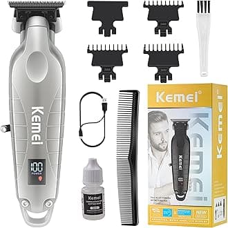 2293 Professional Hair/Beard Trimmer for Men Zero Gapped Hair Clippers for Barber with T Blade, Cordless Rechargeable, Silvery