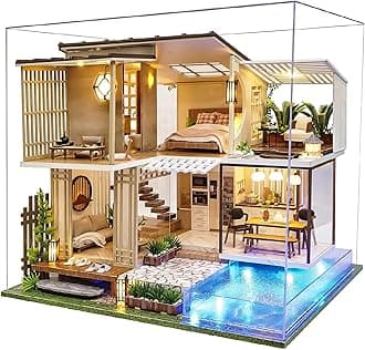 Diy Miniature House Kit with Furniture, Wooden Mini Doll House Crafts Handmade with Dust Cover & Music Box, 1:24 Creative Room Idea Gift for Adult Friend Lover A085-Elegant and Quiet-Age 14+