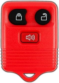 KeylessOption Key Fob Replacement for 2002 2003 2004 2005 2006 2007 2008 2009 2010 2011 2012 2013 2014 2015 2016 Ford F150 Explorer Ranger Mustang Lincoln Mazda Mercury Remote, 3-Button Red