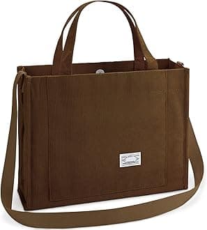 BINSUNS Corduroy Tote Bag for Women - Satchel Bag Large Tote Bag Aesthetic Crossbody Bag Handbag - School Work Travel Shopping Beach(Brown)