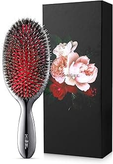 Professional Styling Boar Bristle Hair Brush for Women, Men and Kids. Best Detangler for Hair Extensions and Fine Hair. Approved by Salon. Made by MISEL