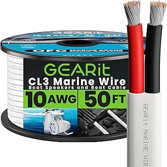 GEARit 10 Gauge Marine Wire, 10/2 AWG (50ft) Marine Grade Tinned Copper Oxygen Free, Duplex 2-Conductor Insulated Red & Black Electrical Cable for Boat, Automotive, RV, Camper, Trailer