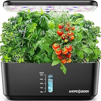 Ahopegarden Indoor Garden Hydroponics Growing System: 10 Pods Plant Germination Kit Herb Vegetable Growth Lamp Countertop with LED Grow Light - Hydrophonic Planter Grower Harvest Lettuce