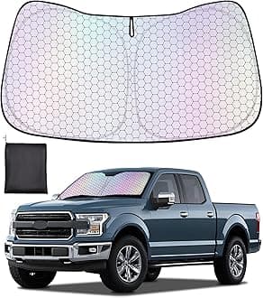 XCBYT Windshield Sun Shade for 2020-2024 F150, Upgrade Car Shades for Windshield with Laser Honeycomb Heat Dissipation, Front Car Sun Shade Blocks UV and Heat, Keep Cool
