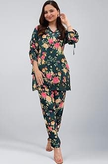 Leriya Fashion Kurta Sets for Woman | Kurti Set for Woman | Short Kurti for Women Latest | Kurtis | Anarkali Suit for Women | Dress | Ethnic Anarkali Straight Kurta Set with Palazzo Pants | Salwar Suit for Party Outfits