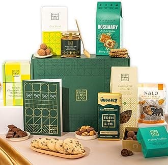Luxury Vegan Gift Hamper Basket, Luxury Gourmet Gifts for Women, Men, Couples, with Vegan Chocolate by EDEN & CO