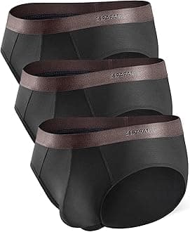 Mens Underwear With Pouch Breathable Cooling Rayon Made from Bamboo Underwear, Dual Pouch Mens Briefs 3 Pack