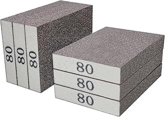 6 Pack 80 Grit Hand Sanding Block, Washable and Reusable Sanding Sponge Great for Pot Brush Pan Brush Sponge Brush Glasses Sanding Wood Sanding Metal Sanding (80 Grit)