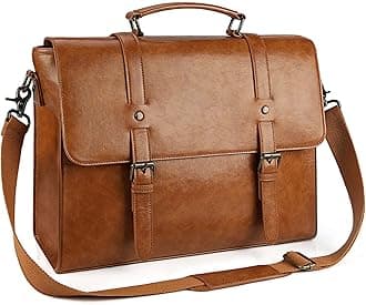 Leather Messenger Bag for Men Vintage 15.6 Inch Waterproof Leather Laptop Briefcase Large Satchel Shoulder Bag