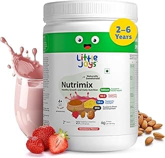 NutriMix Nutrition Powder (2-6 Yrs) 350g | 6g Protein | Strawberry Flavour | Supports Weight, Height Gain & Immunity | With Ragi, Bajra, Jaggery, Dates, Almond, Walnuts & Oats