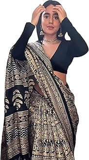 EthnicJunction Women's Silk Cotton Kalamkari Print Saree With Blouse Piece