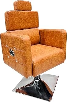 P P CHAIR Leather Beauty Parlor Cutting Chair,Salon/Barber/Cutting/Makeup/Makeover Bride Bridegroom Chair, Cushioned Seat Back, with Hydraulic & Push Back System (Black) (Brown)