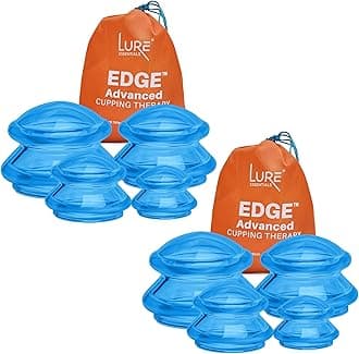 Silicone Cupping Therapy Set Professional Massage Cupping Cups for Cupping Therapy - 8 Cup Kit for Massage, Myofascial Release, Cellulite Reduction - Pack of 2 (Lure Blue)