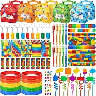 90PCS Building Block Birthday Party Favors Supplies Birthday decorations Goodie Bag Stuffer Kids Boys Toy Gifts Christmas Carnival Classroom Prize
