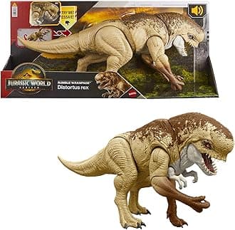 Mattel Jurassic World Rebirth Distortus Rex Rumble N Rampage Dinosaur Action Figure 22 Inch with 2 Attack Actions, Content-Accurate, Digital Play​​, JJP79