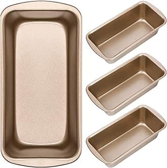 Patelai Non-Stick Loaf Pan Set, 4 Pieces Toast Baking Mold, Rectangle Baking Tray for Oven Baking (7.2 x 3.7 Inches)