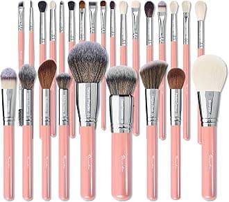 Makeup Brushes Set 26pcs Real Natural Goat Hair Professional labeled Foundation Face Blending Blush Concealers Eyeshadow Brush Set(26Pcs Pearl Pink)