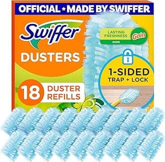 Swiffer Dusters Refill for Cleaning, Made by SWIFFER, Feather & Microfiber Duster Disposable Alternative, for Dusting Furniture, Blinds, Ceiling Fans, Helps Remove Allergens, Gain Scent, 18 Count