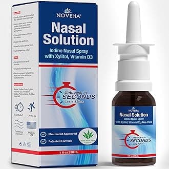 - NOVEHA Iodine Nasal Spray - Nose Spray for Humans - Cleanses & Refreshes Nasal Passages - with Vitamin D3 & Aloe Vera - Natural Daily Nasal Cleanser - Made in USA - 30mL