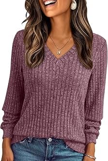 AUTOMET Womens V Neck Long Sleeve Shirt Fall Fashion Tops Tunic Dressy Casual Sweater Clothes Cute Trendy Work Outfits 2026