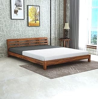 King Size NS 5 Sheesham Wood Low Floor Bed for Bedroom with 2 Years Warranty