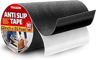Grip Tape - Heavy Duty Anti Slip Tape for Stairs Outdoor/Indoor Waterproof 12Inch x 35Ft Safety Non Skid Roll for Stair Steps Ramp Traction Tread Staircases Grips Adhesive Non Slip Strips Walk Black