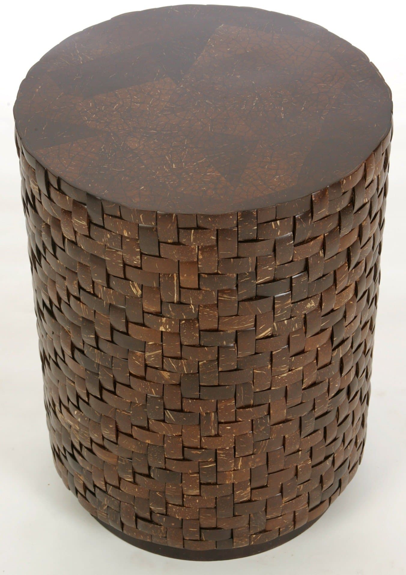 Indo Puri Block Cylinder Bali Side Table, Brown Coco